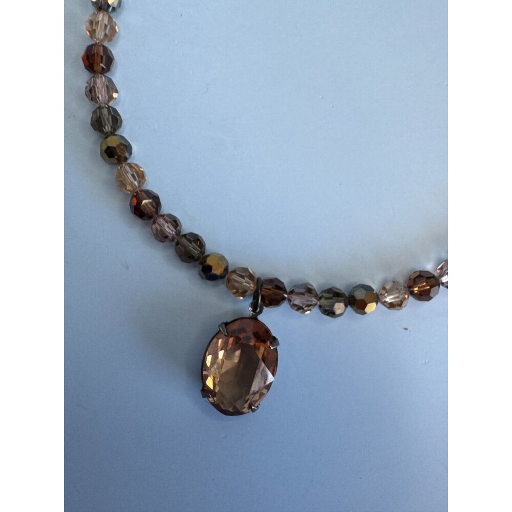 Blair Delmonico Beaded Necklace With Crystal Pendant 15" Length Adjustable Chain - Picture 5 of 13